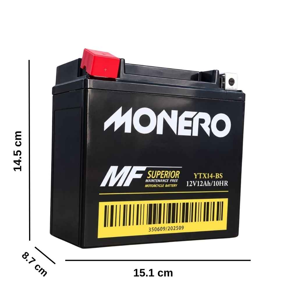 Monero 12V 12 Ah YTX14-BS Jel Motosiklet ve ATV Aküsü