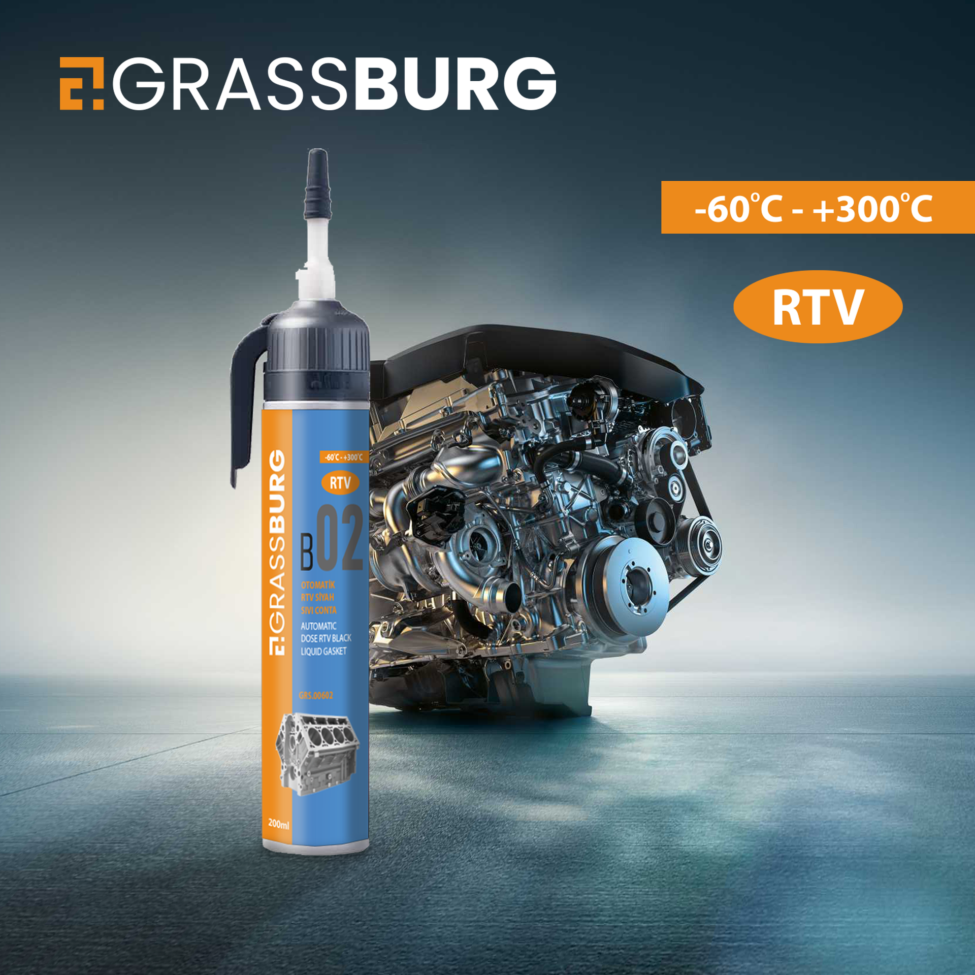 GrassBurg Otomatik Rtv Siyah Sıvı Conta (200 Ml) - 00602 Çeşitleri