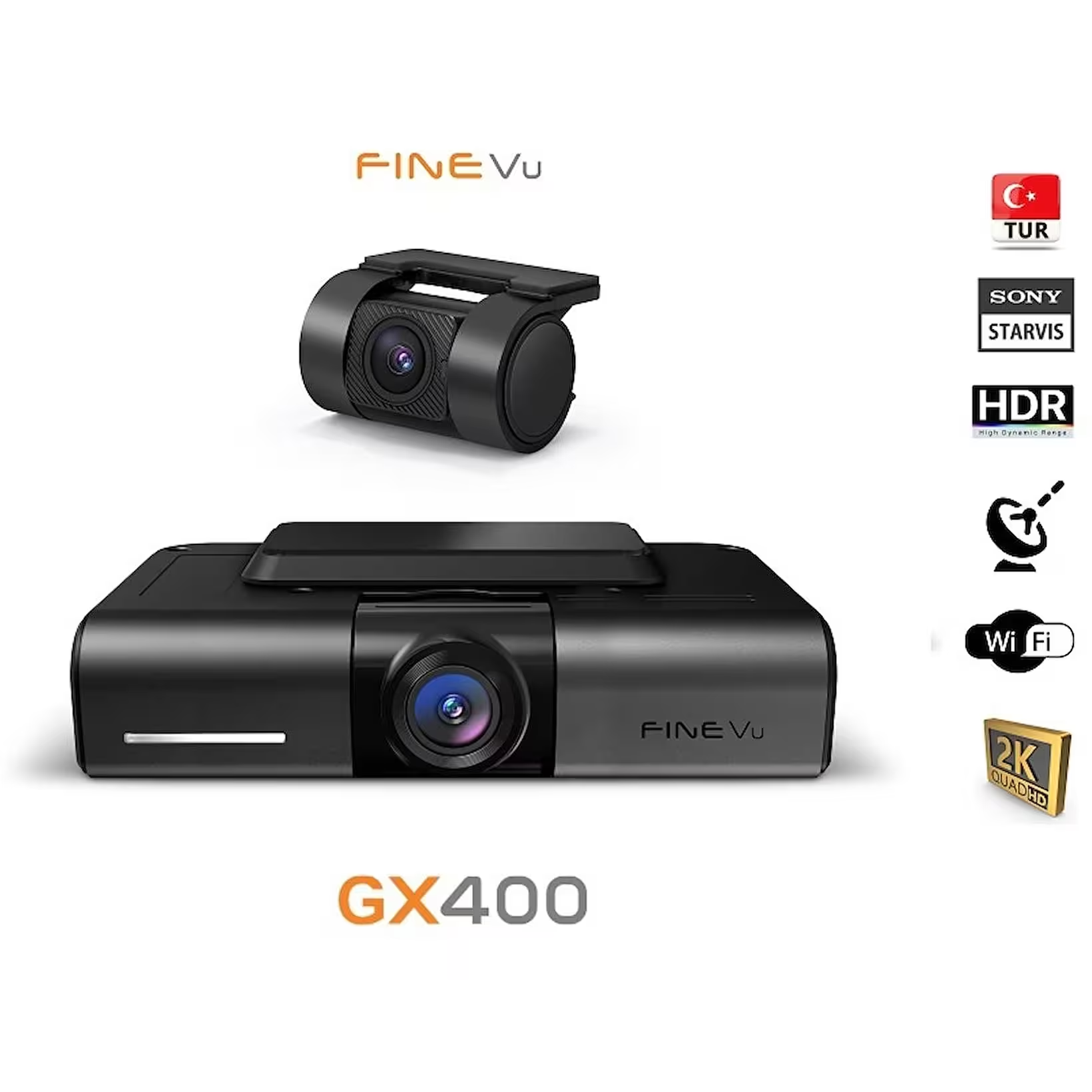Finevu GX400 QHD 2K Wi-Fi Türkçe 2 Kameralı Araç Kamerası - KolayOto