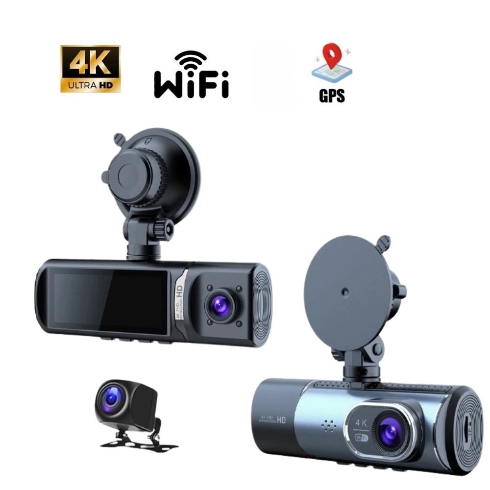 NYF MB-470 Wevolt DVR 3 inç 4K GPS+Wifi Üç Kameralı (128 GB Destekli) Araç İçi Kayıt Cihazı