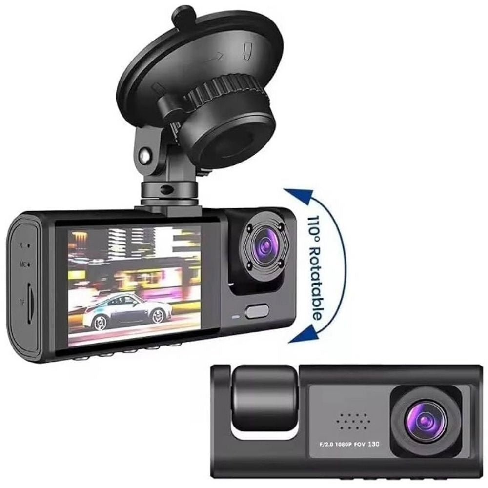 NYF DVR 2 inç Ekranlı Park Kitli Üç Kameralı Vantuzlu (64GB Destekli) Araç İçi Kayıt Cihazı