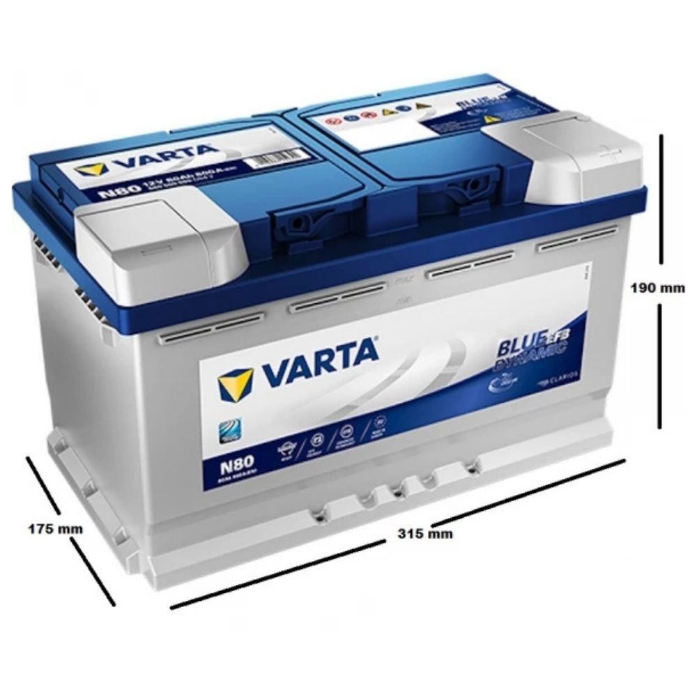Varta Blue Dynamic N80 EFB Start-Stop 12V 80 Ah 800A (EN) Akü Modelleri