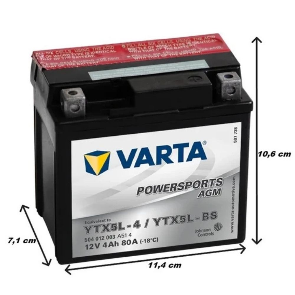 Varta Powersports TX5L-4 AGM Start-Stop 12V 4 Ah 80CCA Motosiklet Aküsü Modelleri