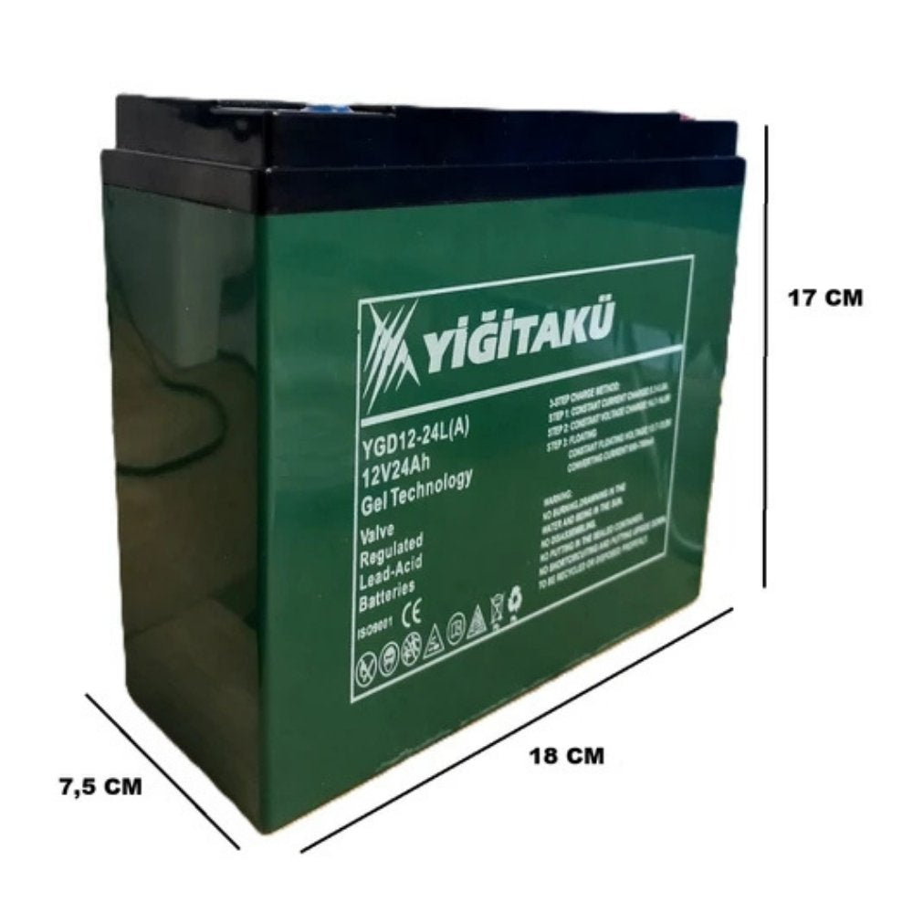 Yiğit Akü 12V 24 Ah Elektrikli Jel Motosiklet Aküsü