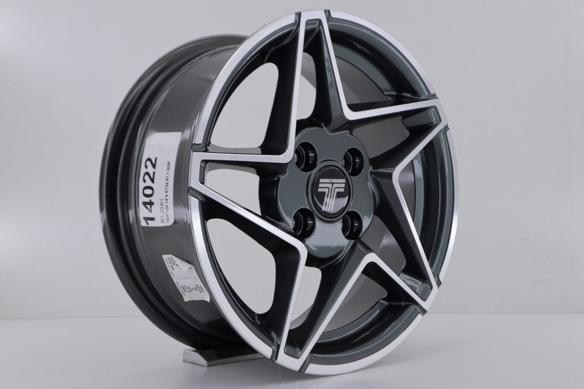 R1 Wheels 14 inç 4*100 ET35 Füme Jant Takımı (J-1357) - KolayOto