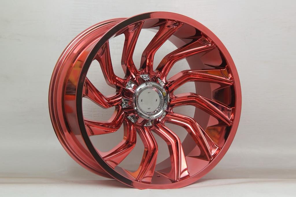 R1 Wheels 22 inç 6*139.7 ET44 Kırmızı Krom Jant Takımı (J-722) - KolayOto