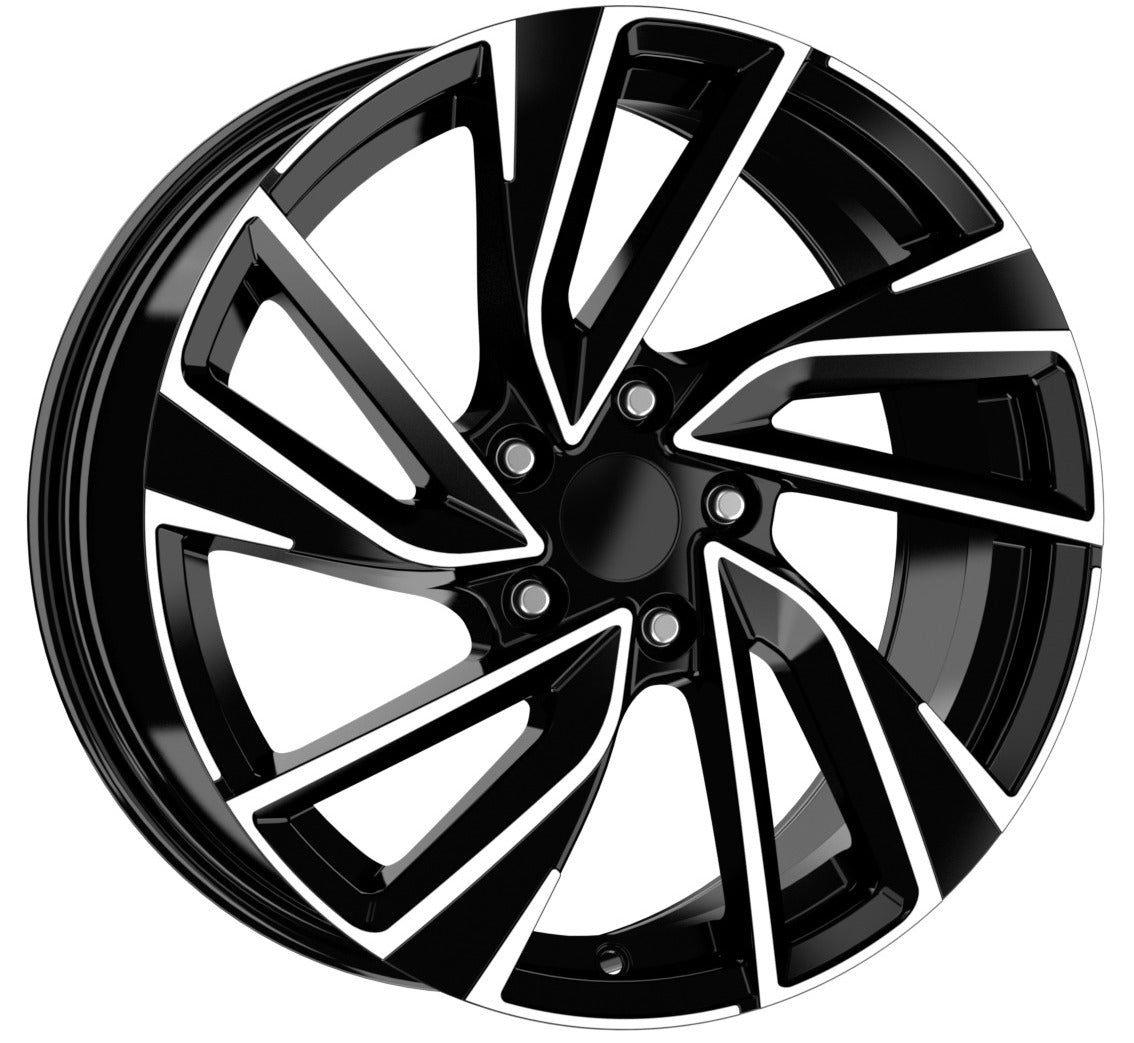 R1 Wheels 16 inç 5*112 ET40 Parlak Siyah Jant Takımı (J-3659) - KolayOto