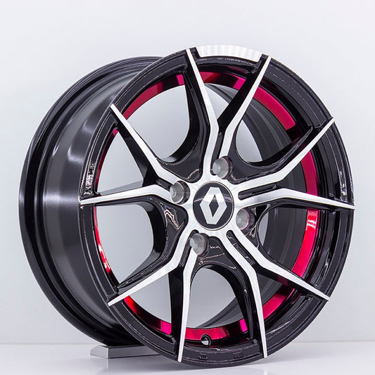 R1 Wheels 15 inç 4*100 ET30 Siyah-Kırmızı Jant Takımı (2574) - KolayOto