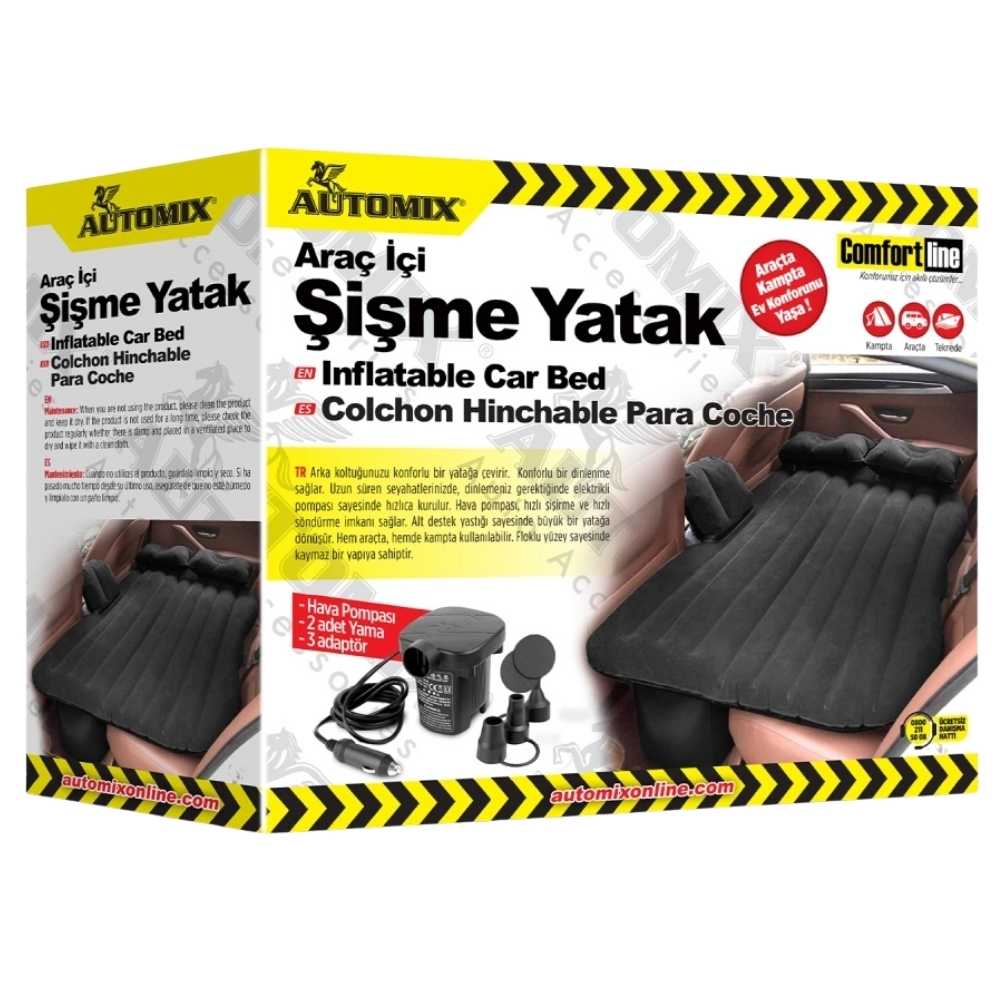 Automix 12V (Pompa + Yastık Seti) Araç içi Şişme Yatak