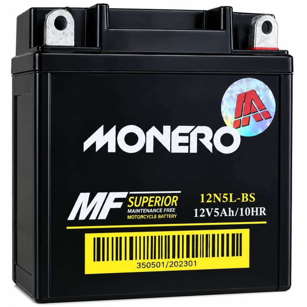 Monero 12V 5 Ah Yüksek/Dik 12N-5L-BS CUP-YBR Motosiklet Aküsü