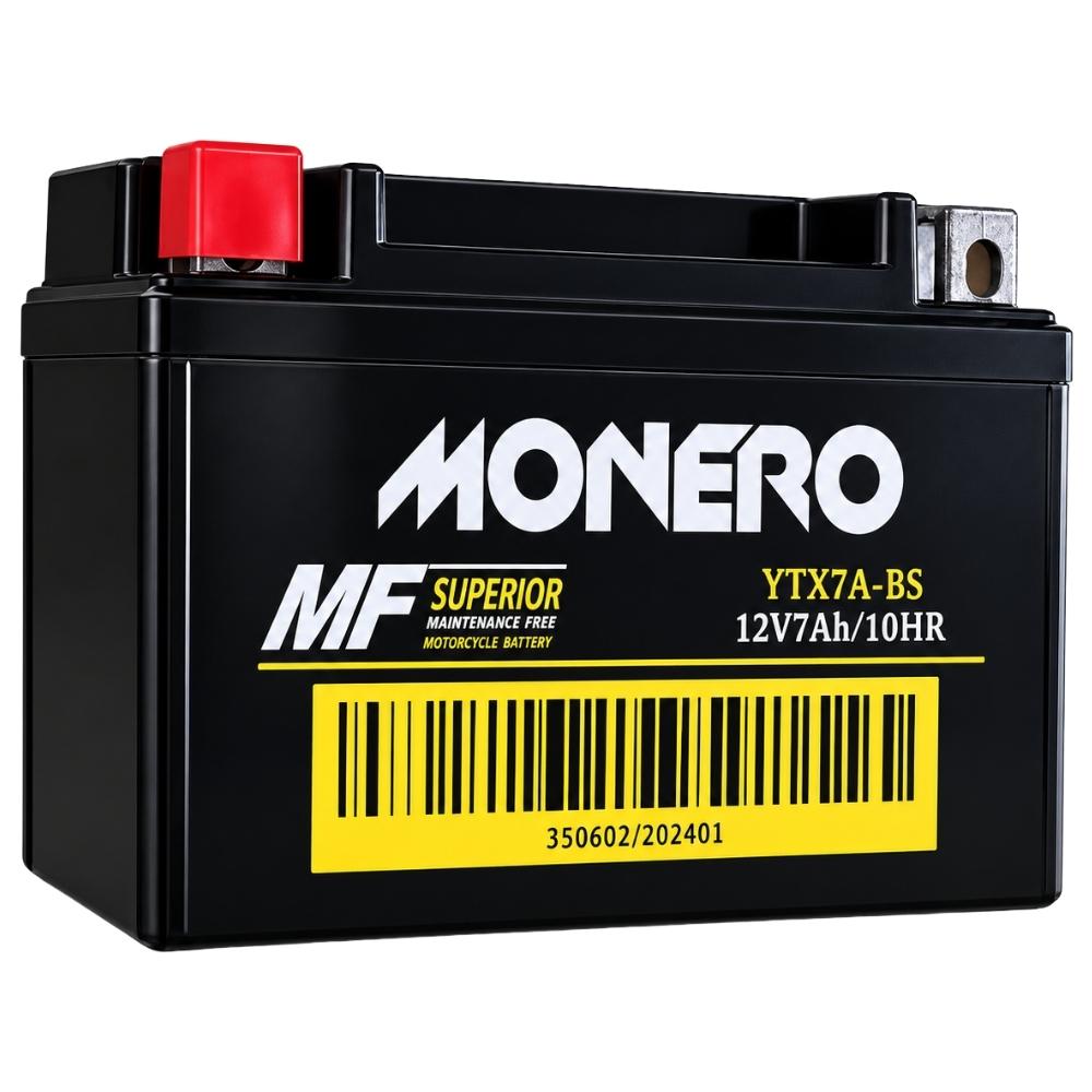 Monero 12V 7 Ah YTX7A Alçak Tip Motosiklet Aküsü
