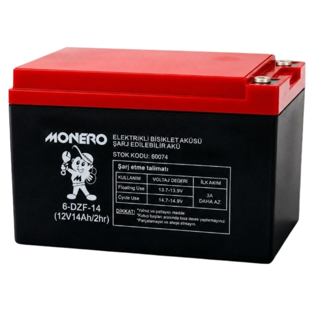 Monero 12V 14 Ah Yatık Tip E-Bike Elektrikli Bisiklet Aküsü