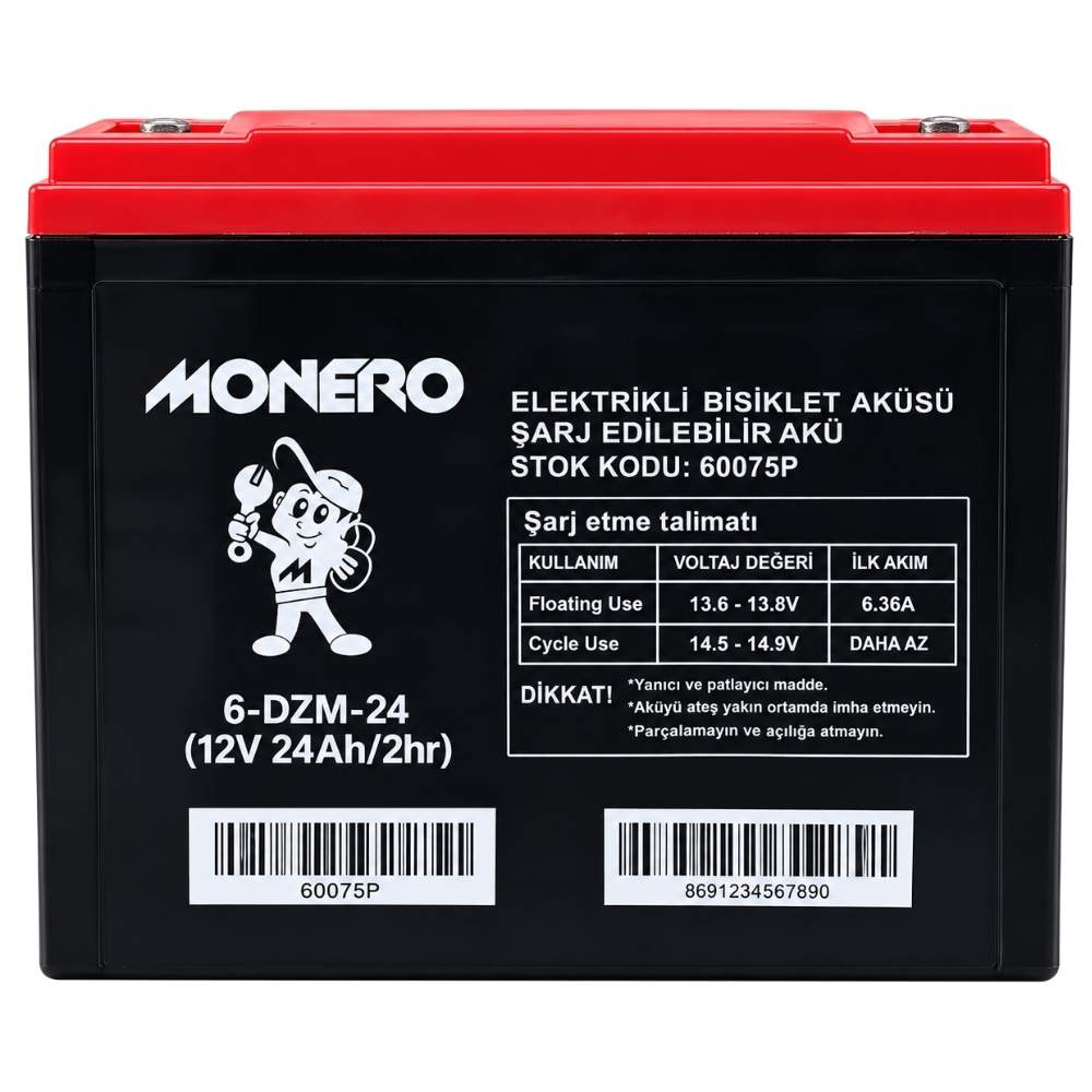 Monero 12V 24 Ah (Dik) Elektirkli Bisiklet Aküsü