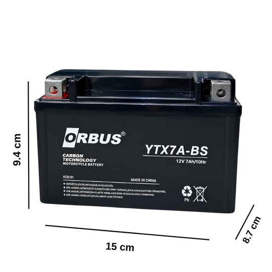 Orbus 12V 7 Ah Alçak Tip Motosiklet Aküsü