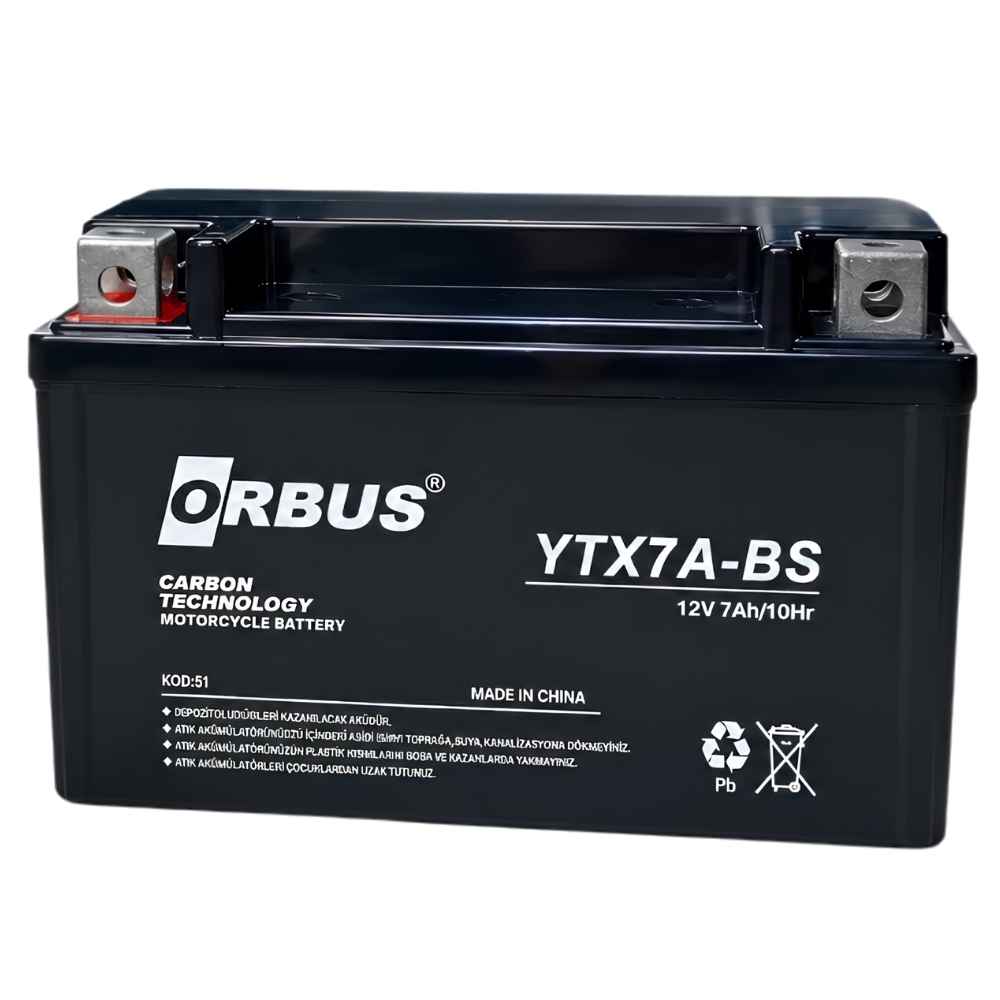 Orbus 12V 7 Ah Alçak Tip Motosiklet Aküsü