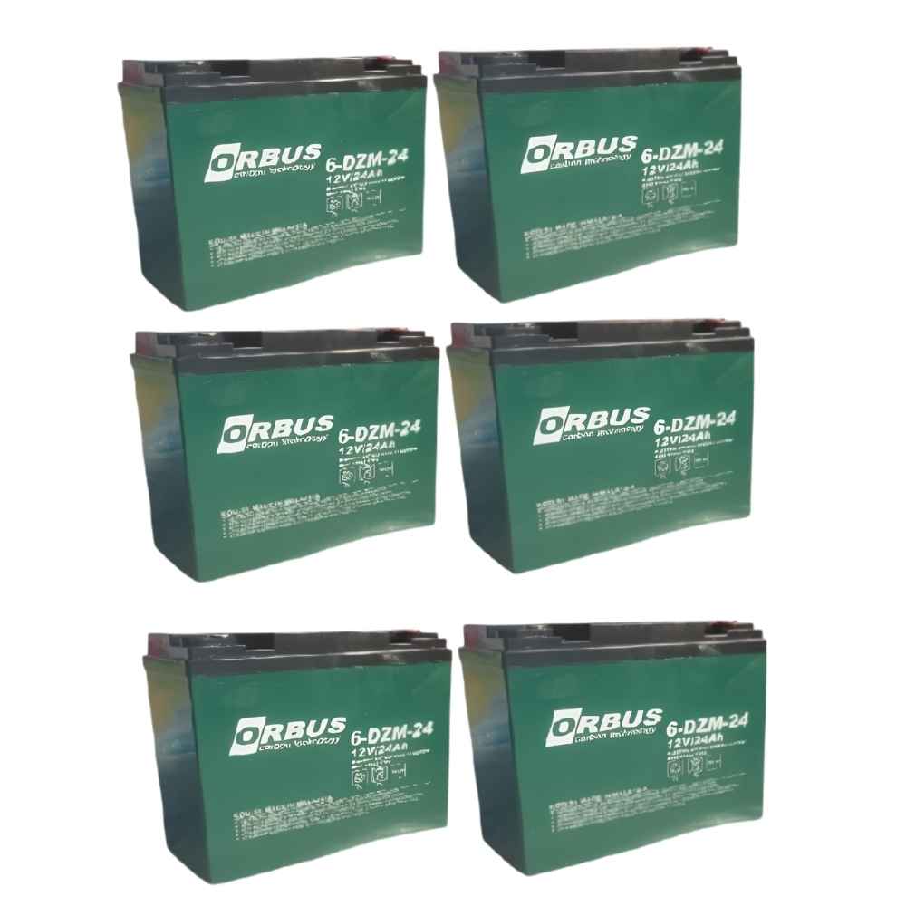 Orbus 12V 24 Ah (Dik) Elektrikli Bisiklet Aküsü 6'Lı Paket
