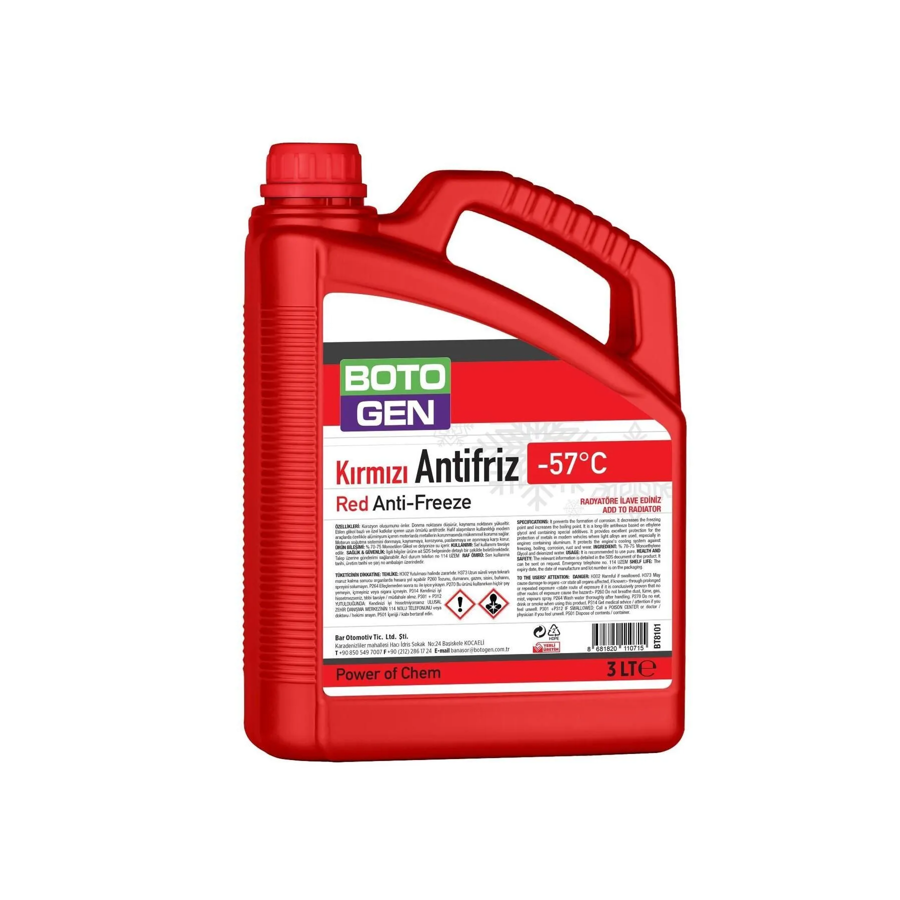 Botogen Antifriz Kırmızı -57C (3 Litre) - 8101 - KolayOto