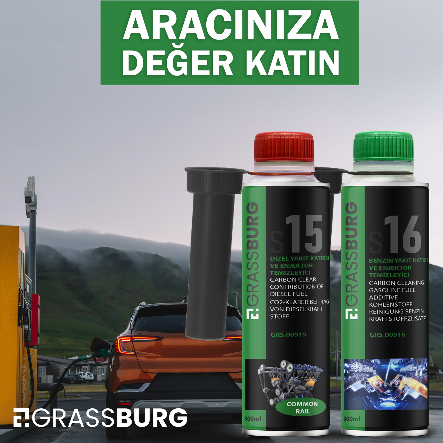 GrassBurg Dizel Yakıt Katkısı Ve Enjektör Temizleyici  (300 Ml) - 00515 - KolayOto