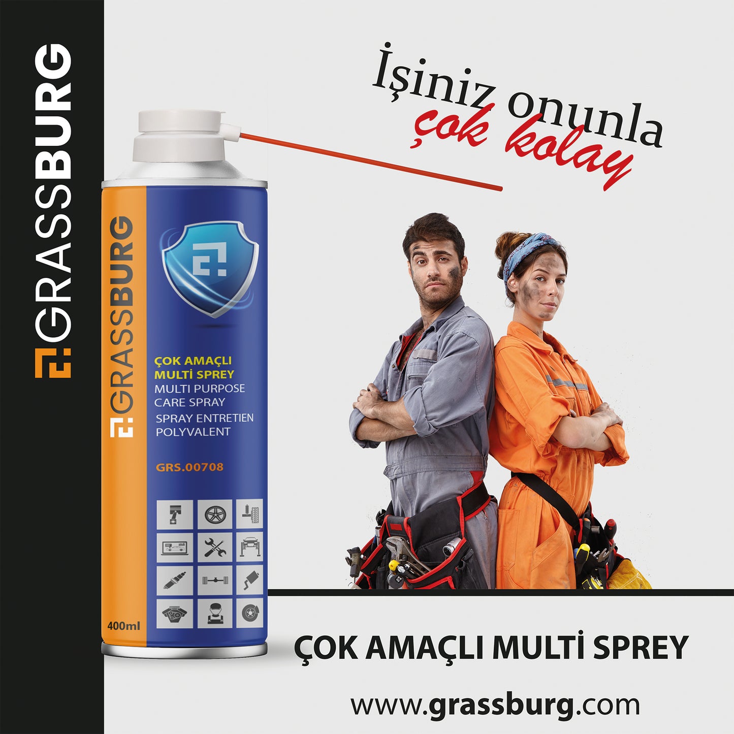 GrassBurg Çok Amaçlı Multi Sprey (200 Ml) - 00707 - KolayOto