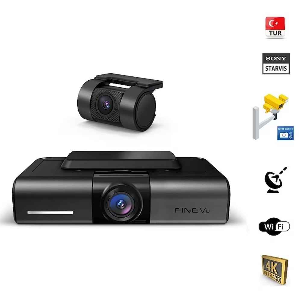 Finevu GX4K Ultra HD 4K 2ch Wi-Fi Türkçe 2 Kameralı Araç Kamerası Modelleri