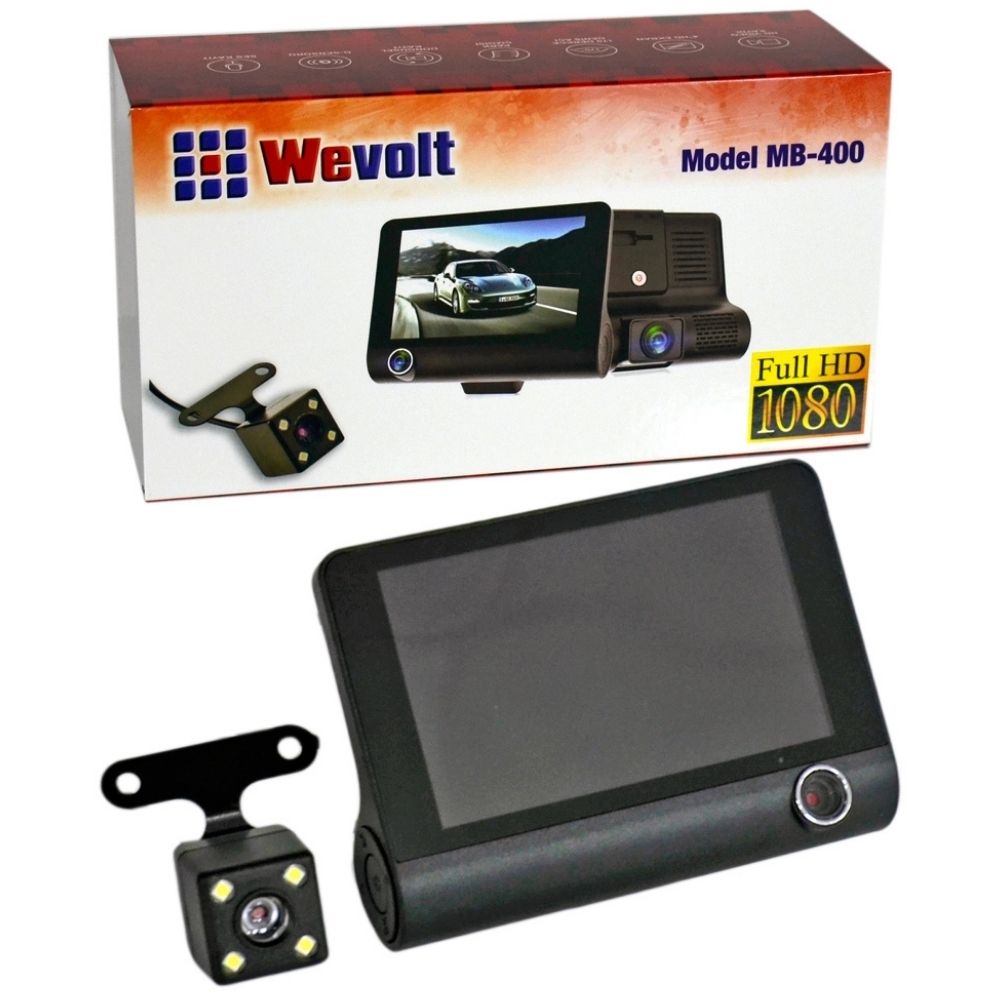 NYF MB-400 Wevolt DVR 4 inç Ekranlı Üç Kameralı (32 GB Destekli) Araç İçi Kayıt Cihazı