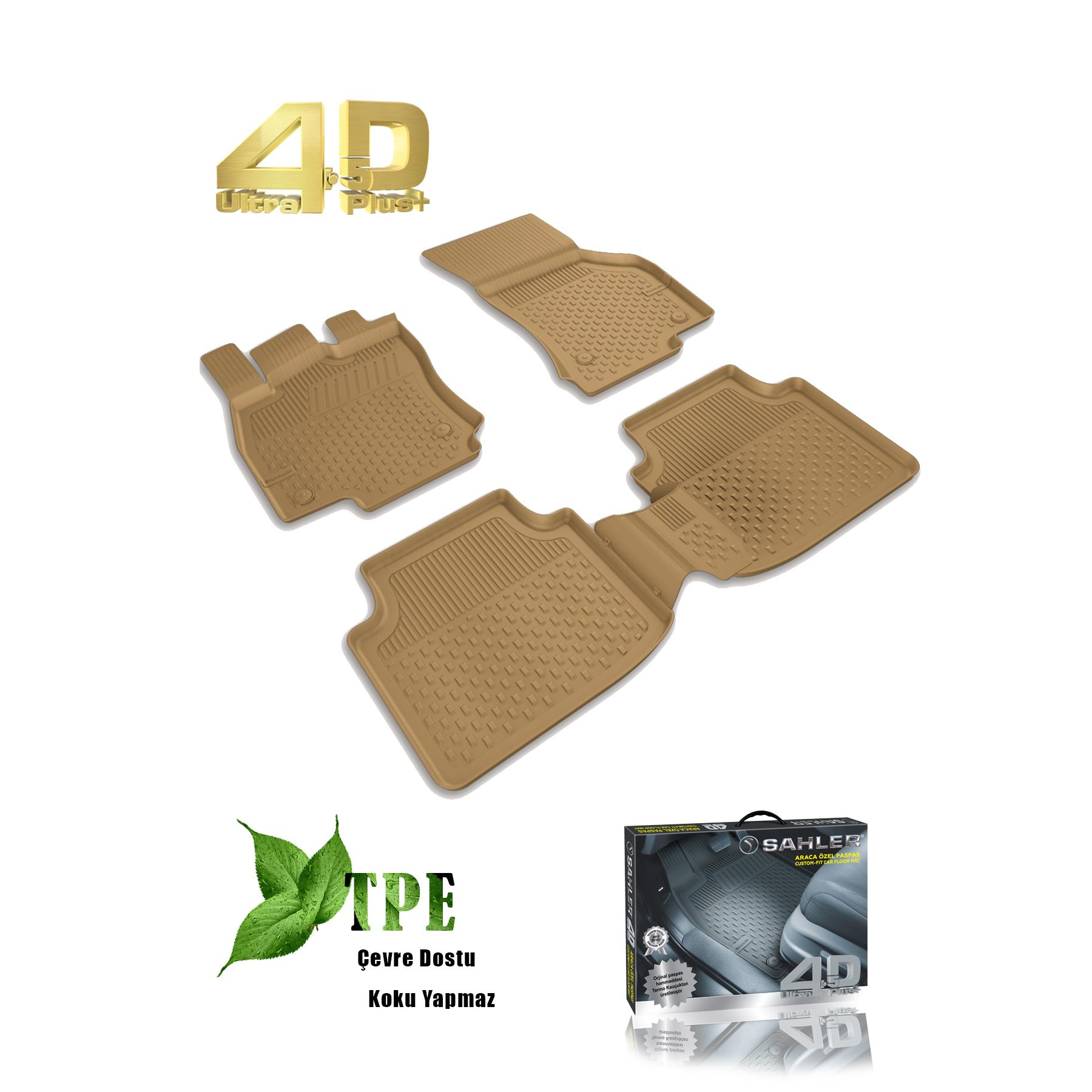 Sahler Toyota Auris 2007-2012 Uyumlu 4.5D Havuzlu Bej Oto Paspas Takımı - KolayOto