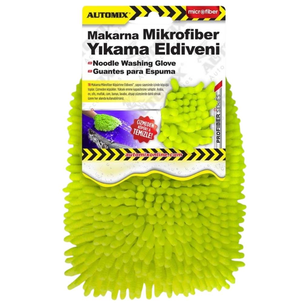 Automix Mikrofiber Yıkama Eldiveni Makarna-Püskül