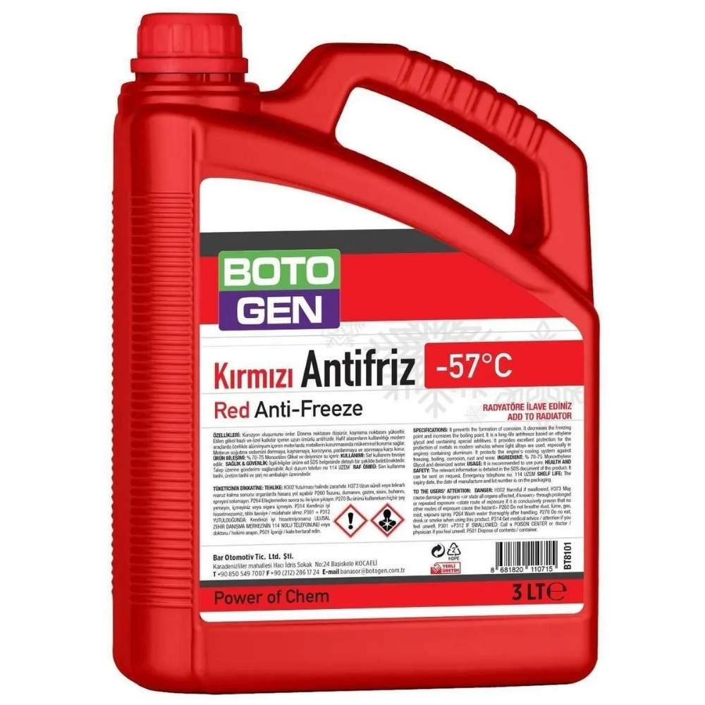Botogen Antifriz Kırmızı -57C (3 Litre) - 8101