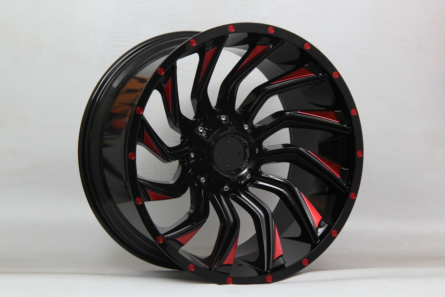 R1 Wheels 22 inç 6*139.7 ET44 Siyah-Kırmızı Jant Takımı (J-408) - KolayOto