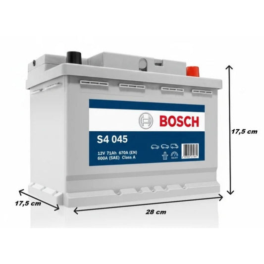 Bosch S4 045 12V 71 Ah 670A (EN) Alçak Tip (Opel-Ford) Akü Modelleri