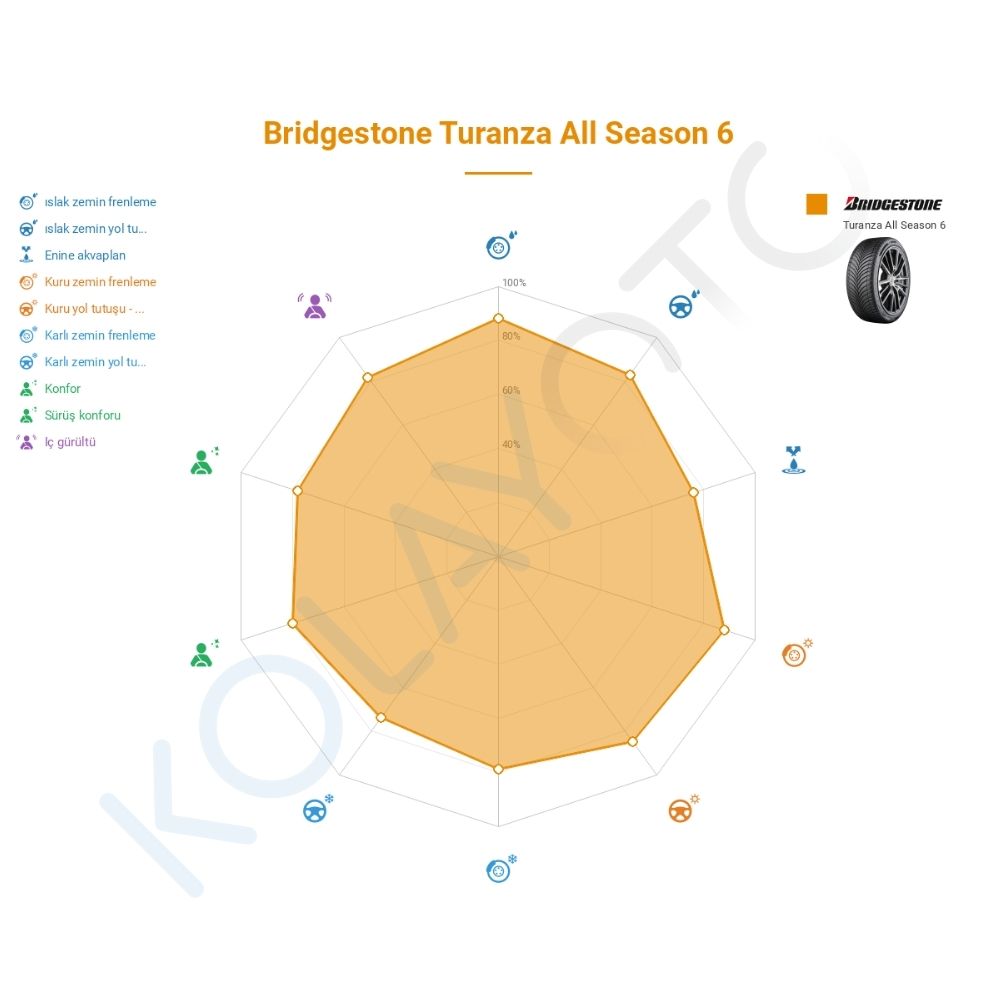 Bridgestone Turanza All Season 6 225/55R19 99V Lastiğinin Farklı Sürüş Koşullarına Göre Genel Performans Profili