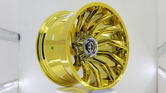 R1 Wheels 20 inç 6*139.7 ET44 Sarı Krom Jant Takımı (J-1250) - KolayOto