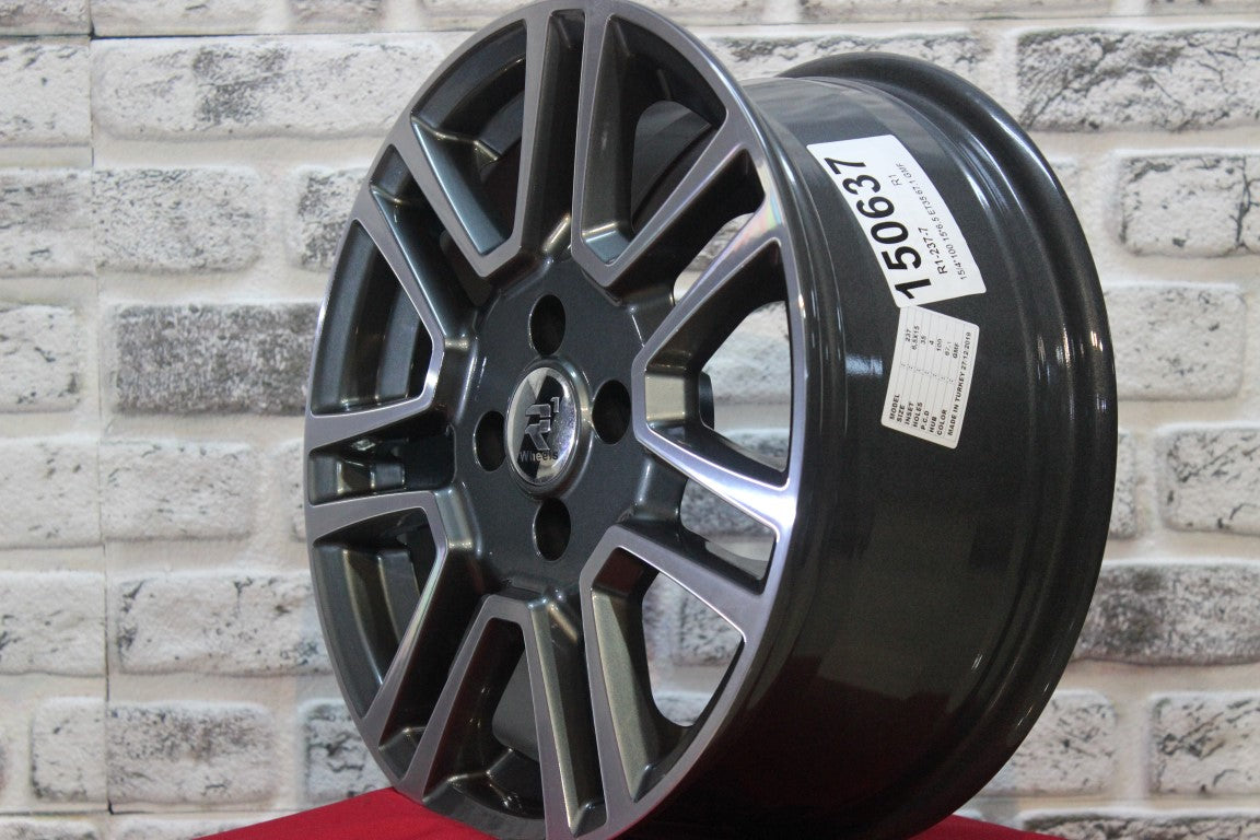 R1 Wheels 15 inç 4*100 ET35 Füme Jant Takımı (J-1504) - KolayOto