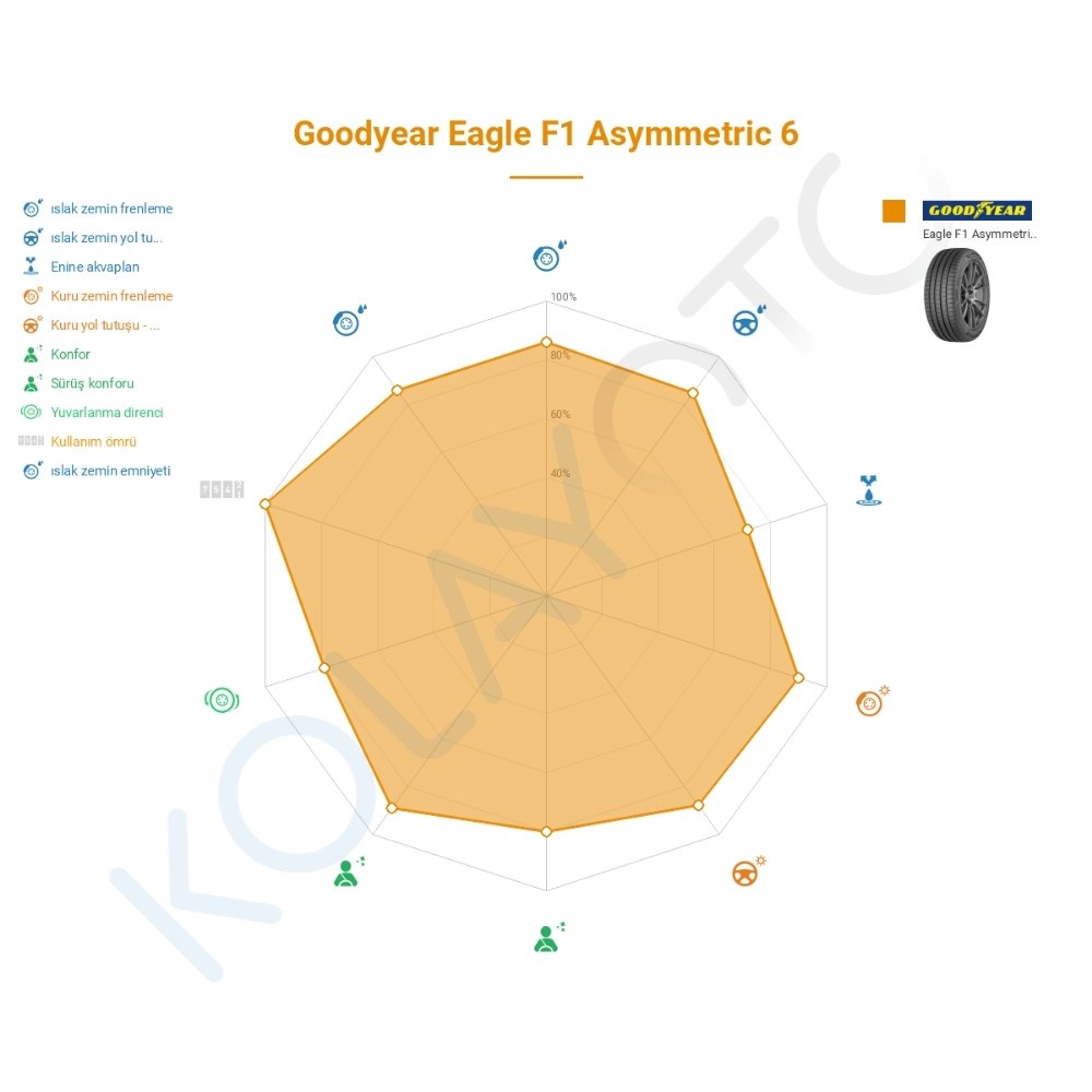 Goodyear Eagle F1 Asymmetric 6 225/45R17 91Y FP Lastiğinin Farklı Sürüş Koşullarına Göre Genel Performans Profili
