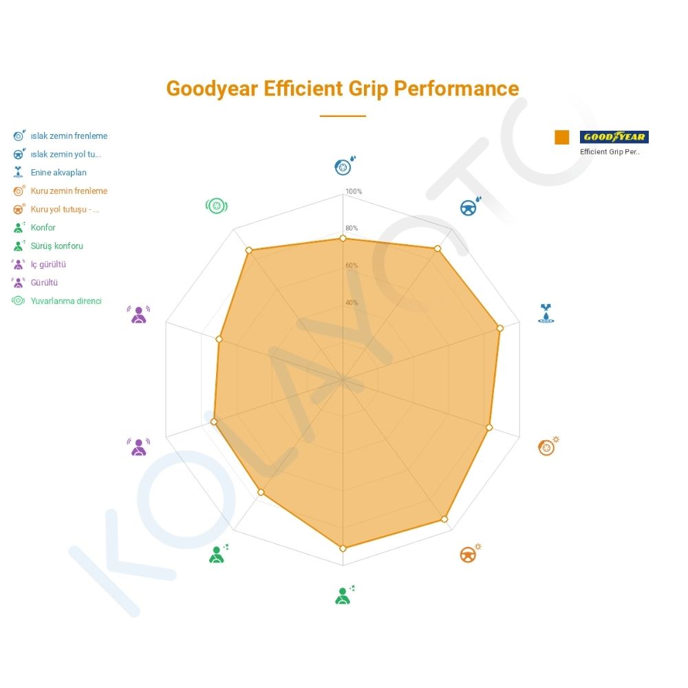 Goodyear EfficientGrip Performance 205/55R17 91W ROF * FP Lastiğinin Farklı Sürüş Koşullarına Göre Genel Performans Profili
