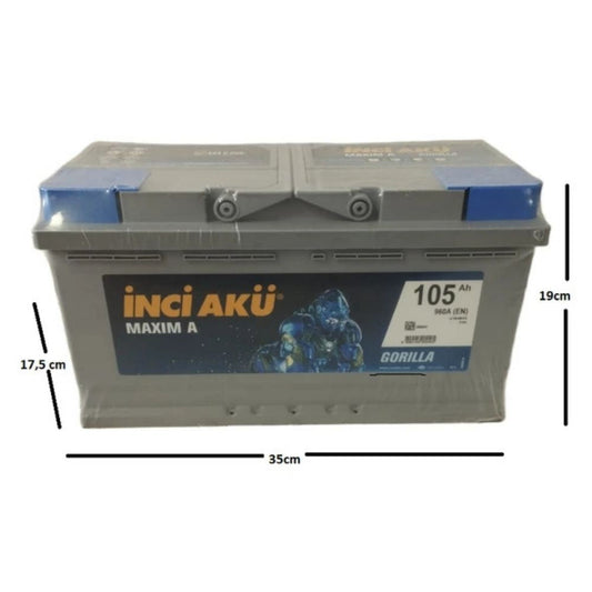 İnci Maxim A Gorilla 12V 105 Ah 960CCA Akü