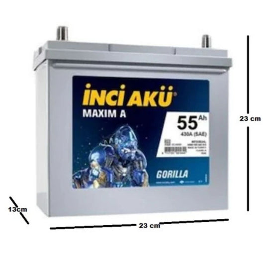 İnci 12V 55 Ah 430A (EN) Dar Tip (Honda Civic) Akü