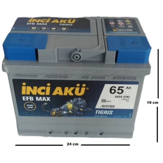 İnci Max EFB Start-Stop 12V 65 Ah 640A (EN) Akü