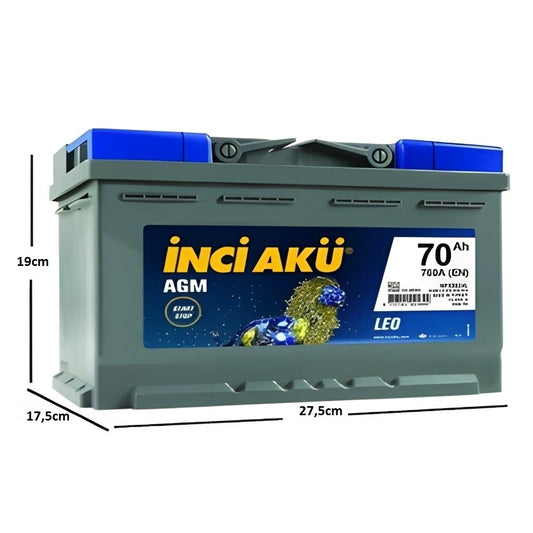 İnci Leo AGM Start-Stop 12V 70 Ah 760A (EN) Akü