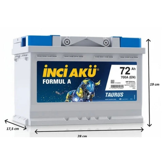 İnci Formul A Taurus 12V 72 Ah 700CCA Akü
