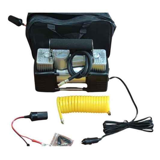 Guard 12V Çift Piston Hava Kompresörü ve Sprial Hortumlu Çantalı Set