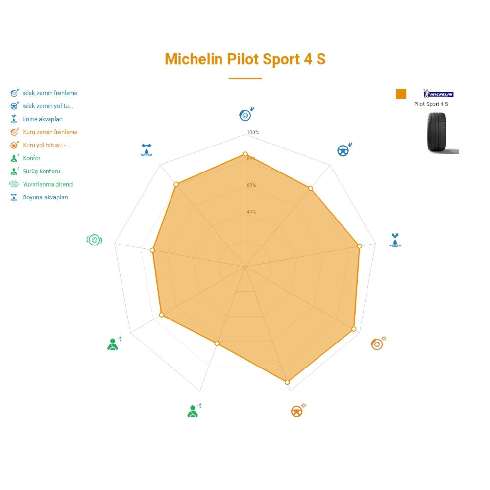 Michelin Pilot Sport 4 S 315/30R22 107Y XL * Lastiğinin Farklı Sürüş Koşullarına Göre Genel Performans Profili