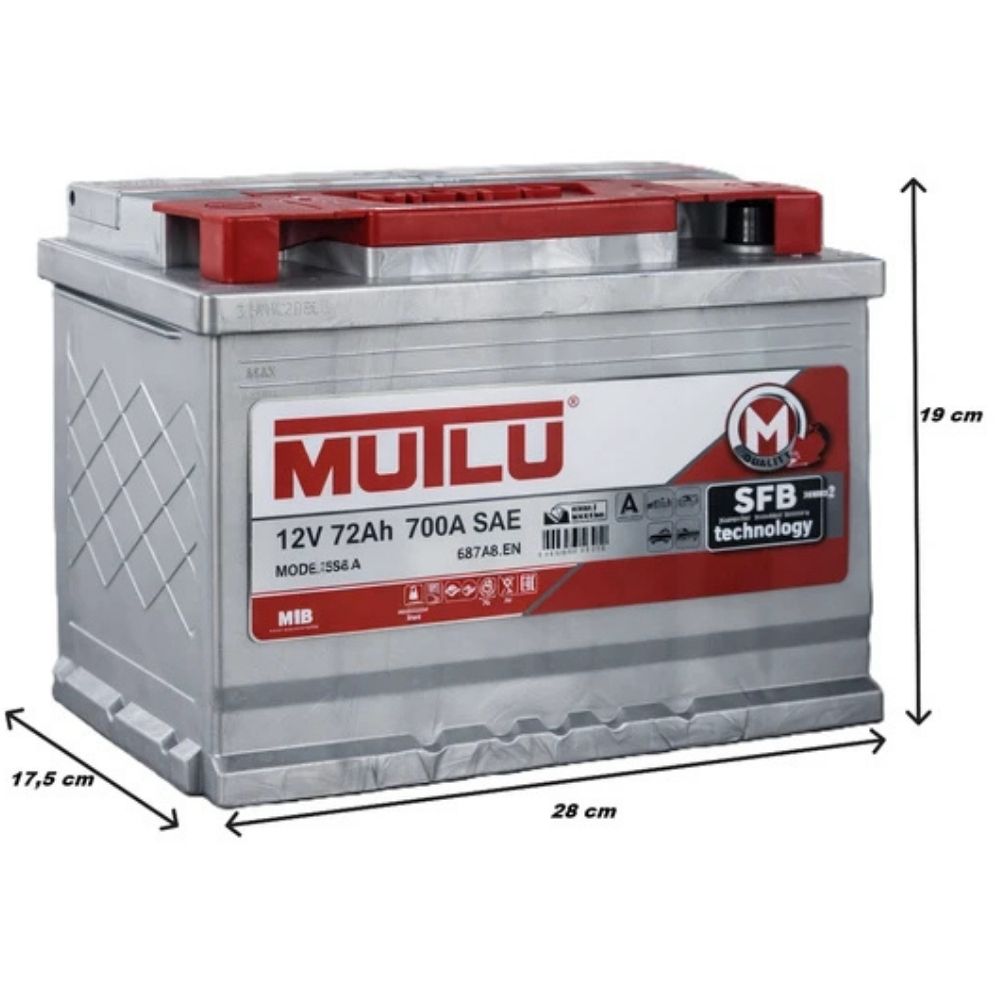 Mutlu SFB Seri 2 12V 72 Ah 640A (EN) Akü