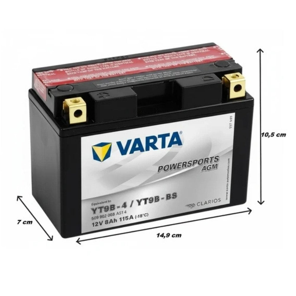 Varta Powersports YT9B-BS AGM Start-Stop 12V 8 Ah 115A (EN) Motosiklet Aküsü Modelleri