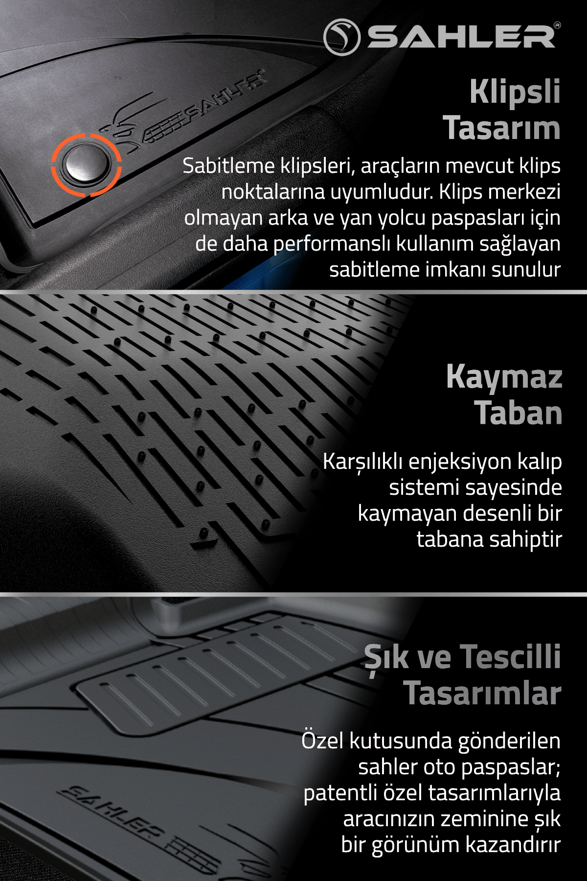 Sahler Volkswagen Tiguan Allspace 2016-2024 Uyumlu 4.5D Havuzlu Siyah Oto Paspas Takımı - KolayOto
