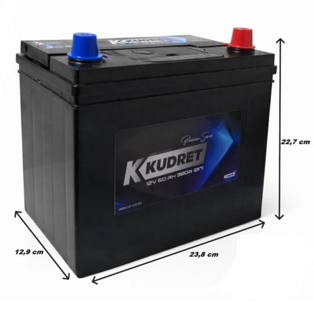 Yiğit Akü Kudret 12V 60 Ah 380A (EN) Dar Tip (Japon Tip) Akü